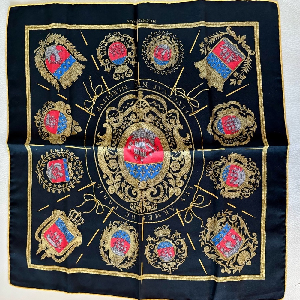 Hermes Les Armes De Paris Silk Scarf with Bag